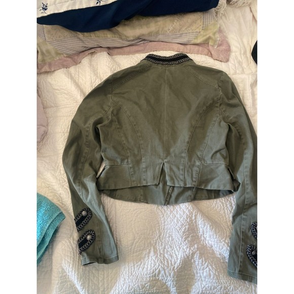 Free People Officer Military Crop Jacket Women Size 4 military green - Picture 4 of 4